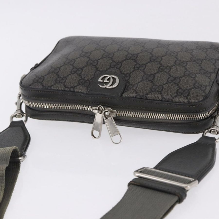 【日本直送】GUCCI GG Supreme 單肩包 PVC 皮革 灰色 銀色 699439 正品 ka5448A-5