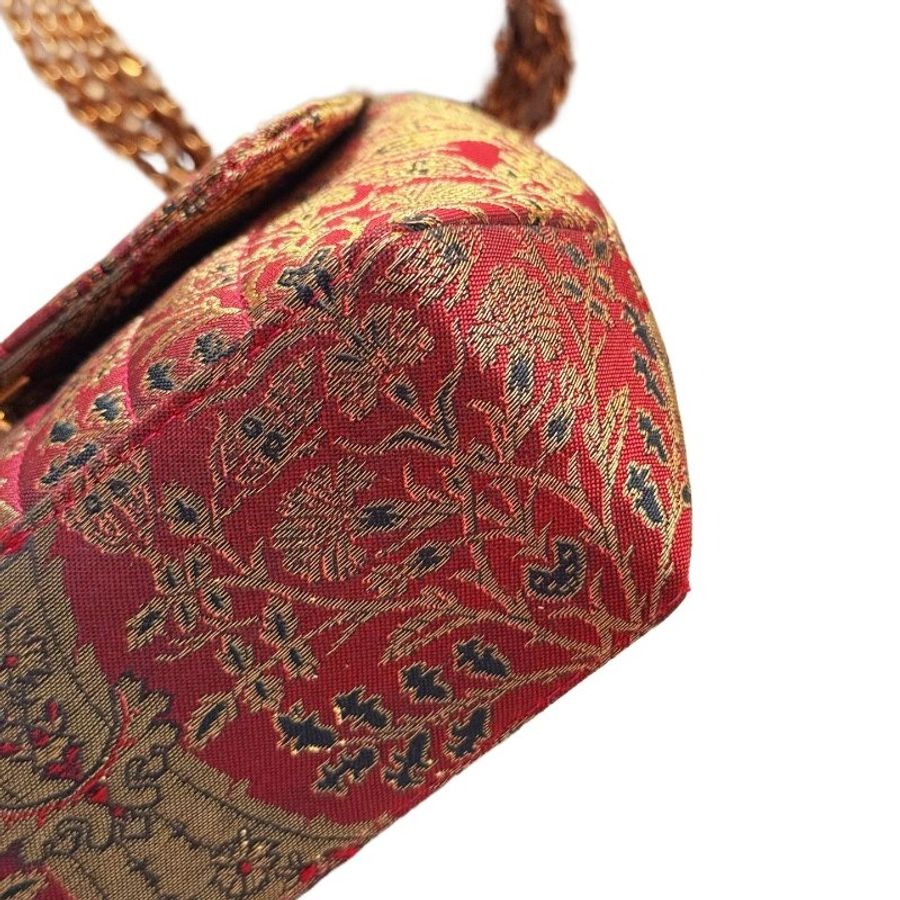 Chanel香奈兒西陣織雙C扣刺繡元寶鏈條包-3