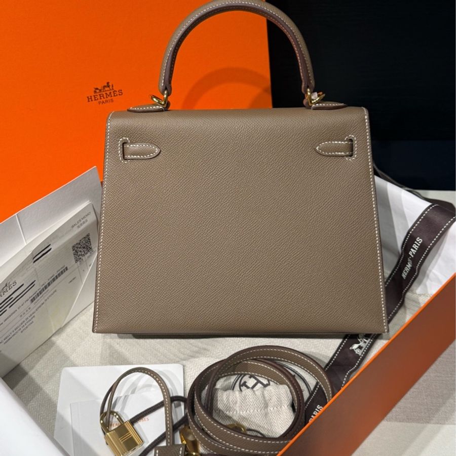 【售出展示💫拍下無效】Hermes/愛馬仕 Kelly25 大象灰金 B刻 Full Set大全套-2