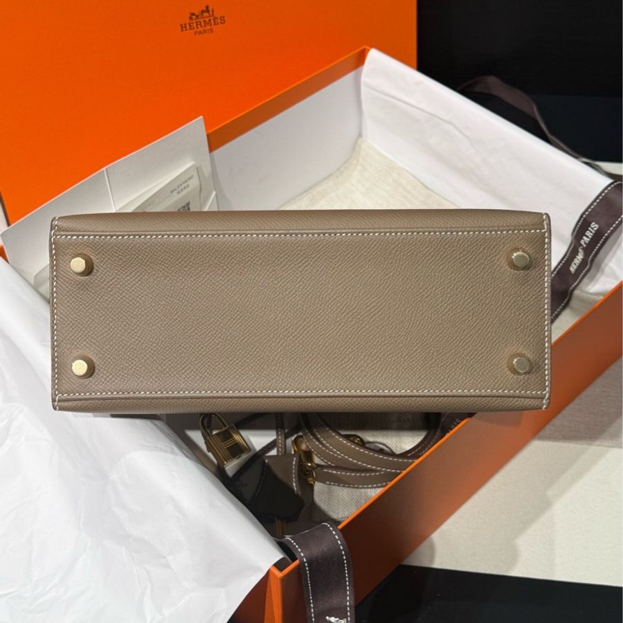【售出展示💫拍下無效】Hermes/愛馬仕 Kelly25 大象灰金 B刻 Full Set大全套-4