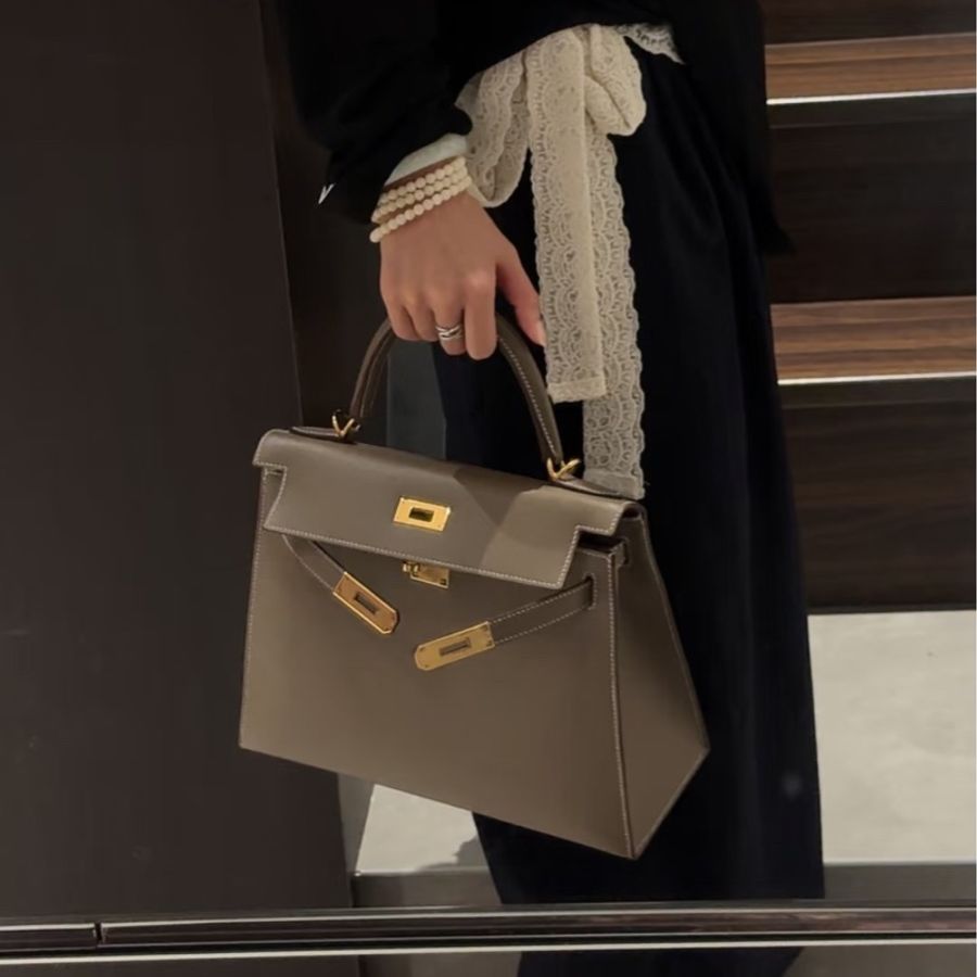 【售出展示💫拍下無效】Hermes/愛馬仕 Kelly25 大象灰金 B刻 Full Set大全套-6