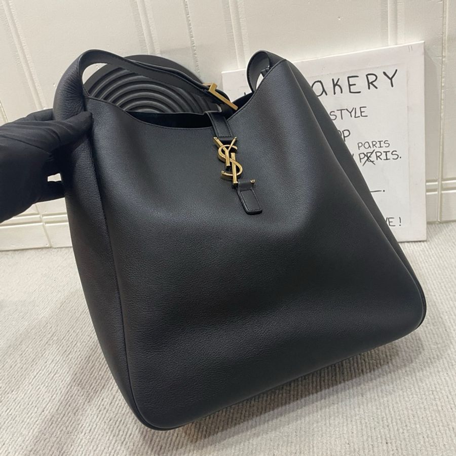 【售出展示💫拍下無效】YSL/聖羅蘭 黑金牛皮 Hobo 大號-2