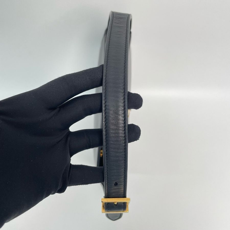 【售出展示💫拍下無效】YSL/聖羅蘭 le5a7 黑金牛皮hobo小號腋下包-8
