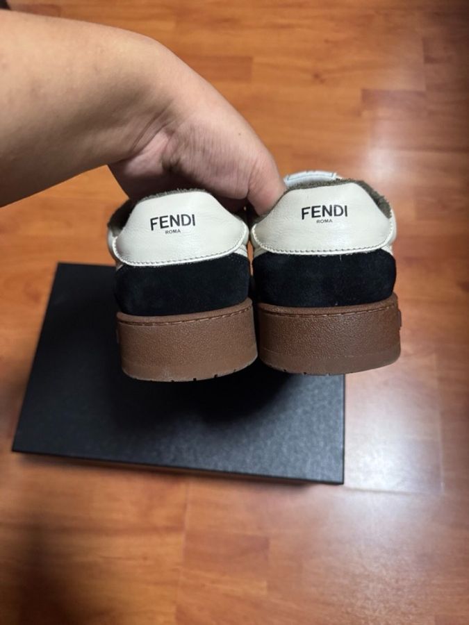 Fendi黑白熊貓復古板鞋芬迪 Match休閒板鞋 黑色 42碼-5