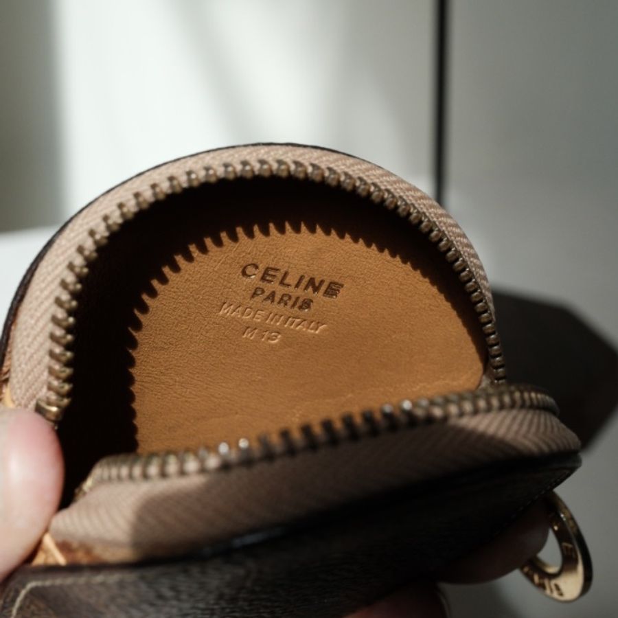 Celine Vintage 1990s Macadam 經典老花圓形拉鍊零錢包-6