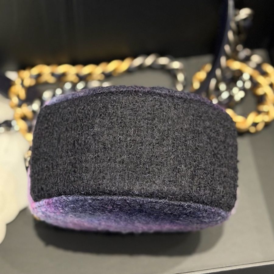 chanel 香奈兒 20A圓餅包軟泥金銀金屬紫色黑色藍色 原始成色 30開-2