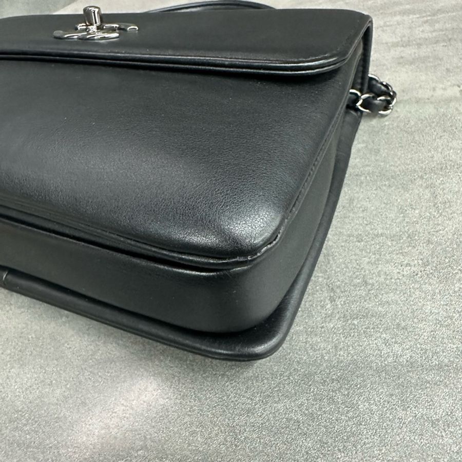 Chanel 香奈兒 trendy cc 小號 黑銀鏈條包 光面小牛皮 26開帶卡-6