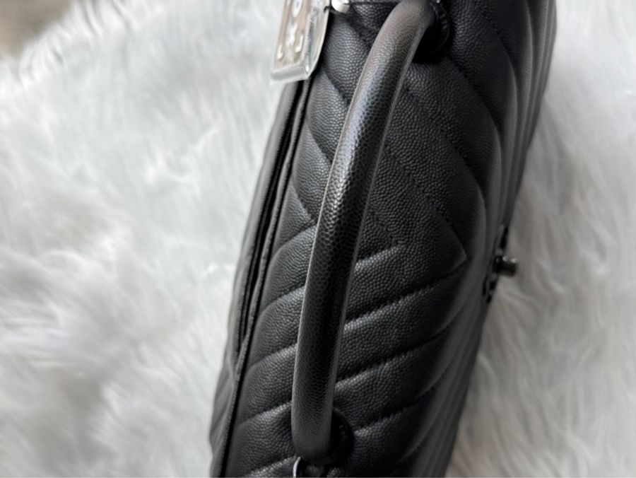 Chanel coco handle29 so black 山形紋荔枝皮-2
