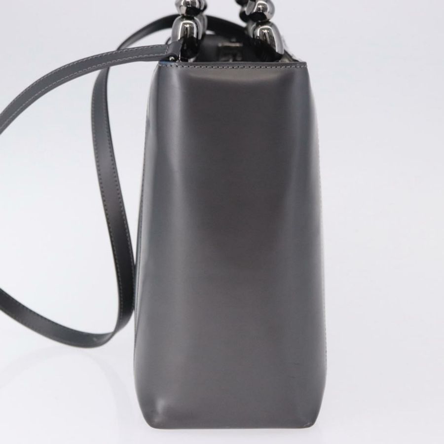 【日本直送】Christian Dior Maris Pearl 手提包 漆皮 2way Gray Silver Auth ep15303V-2