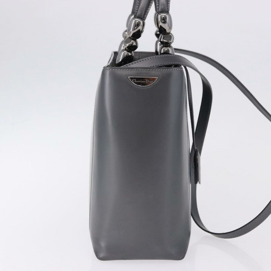 【日本直送】Christian Dior Maris Pearl 手提包 漆皮 2way Gray Silver Auth ep15303V-3