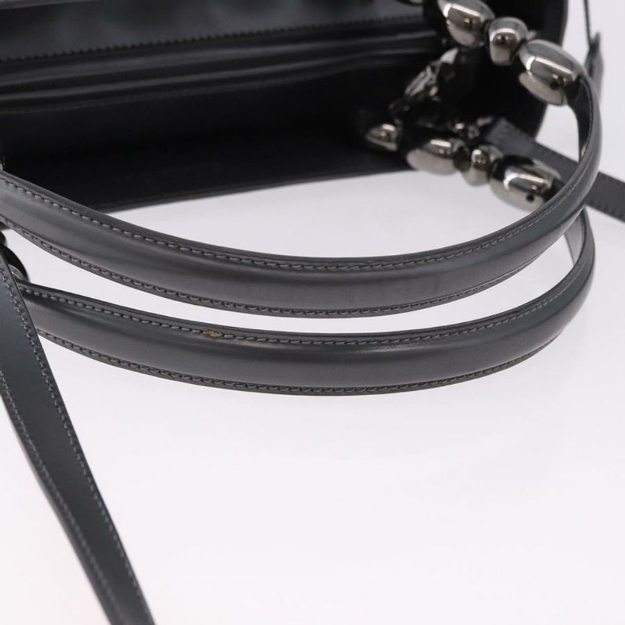 【日本直送】Christian Dior Maris Pearl 手提包 漆皮 2way Gray Silver Auth ep15303V-6