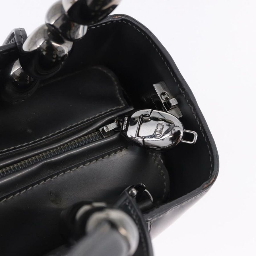 【日本直送】Christian Dior Maris Pearl 手提包 漆皮 2way Gray Silver Auth ep15303V-21