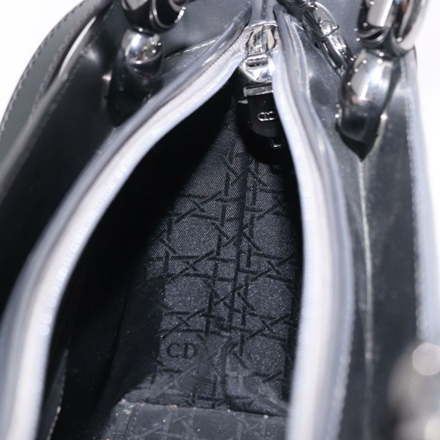 【日本直送】Christian Dior Maris Pearl 手提包 漆皮 2way Gray Silver Auth ep15303V-23