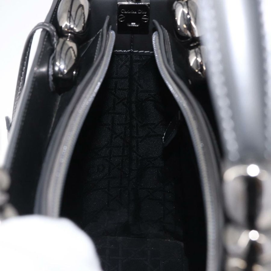 【日本直送】Christian Dior Maris Pearl 手提包 漆皮 2way Gray Silver Auth ep15303V-24
