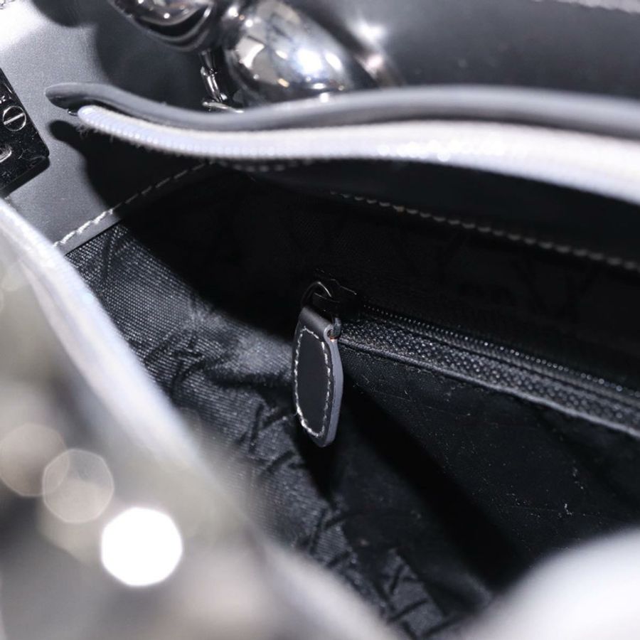 【日本直送】Christian Dior Maris Pearl 手提包 漆皮 2way Gray Silver Auth ep15303V-25