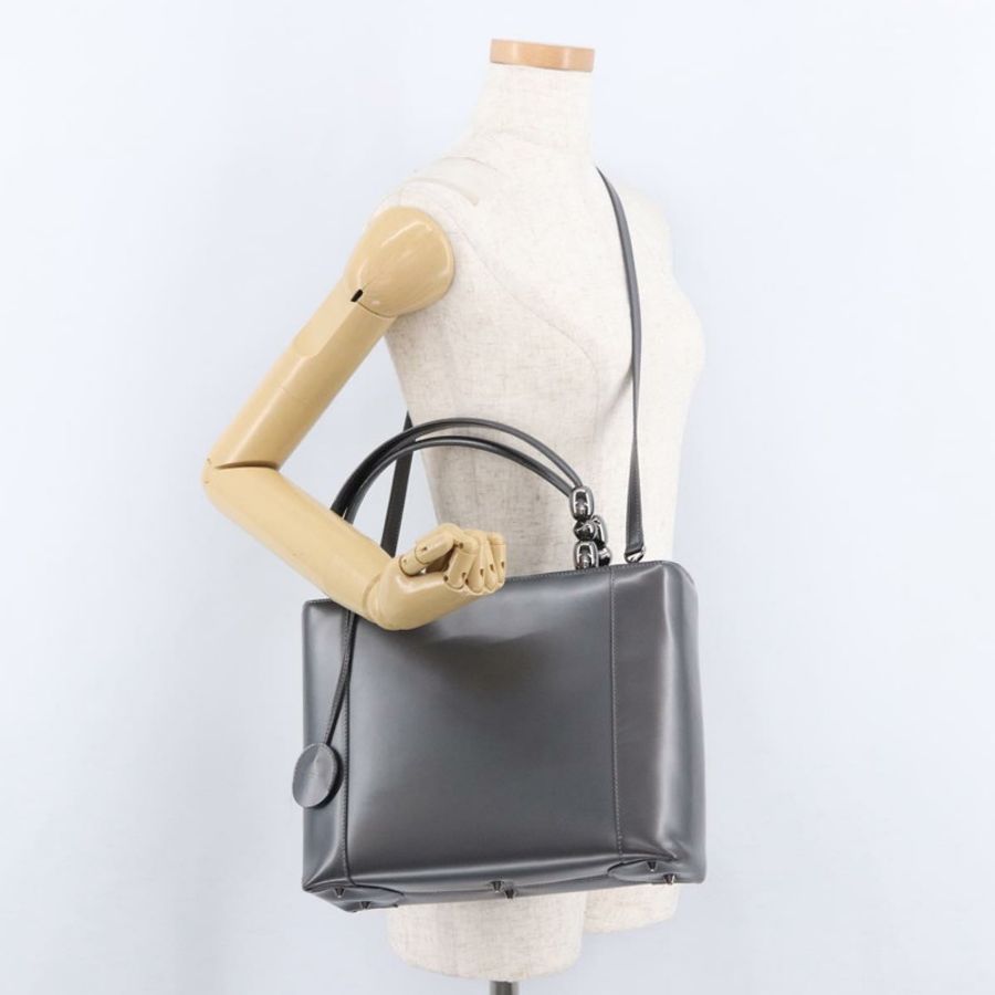 【日本直送】Christian Dior Maris Pearl 手提包 漆皮 2way Gray Silver Auth ep15303V-27