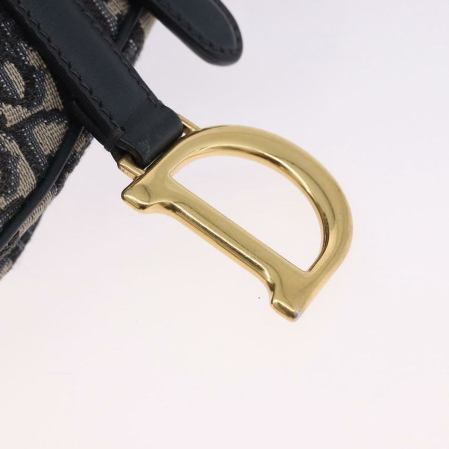 【日本直送】Christian Dior Trotter 馬鞍手提包 2way Navy Gold Tone Auth ka5351M-9