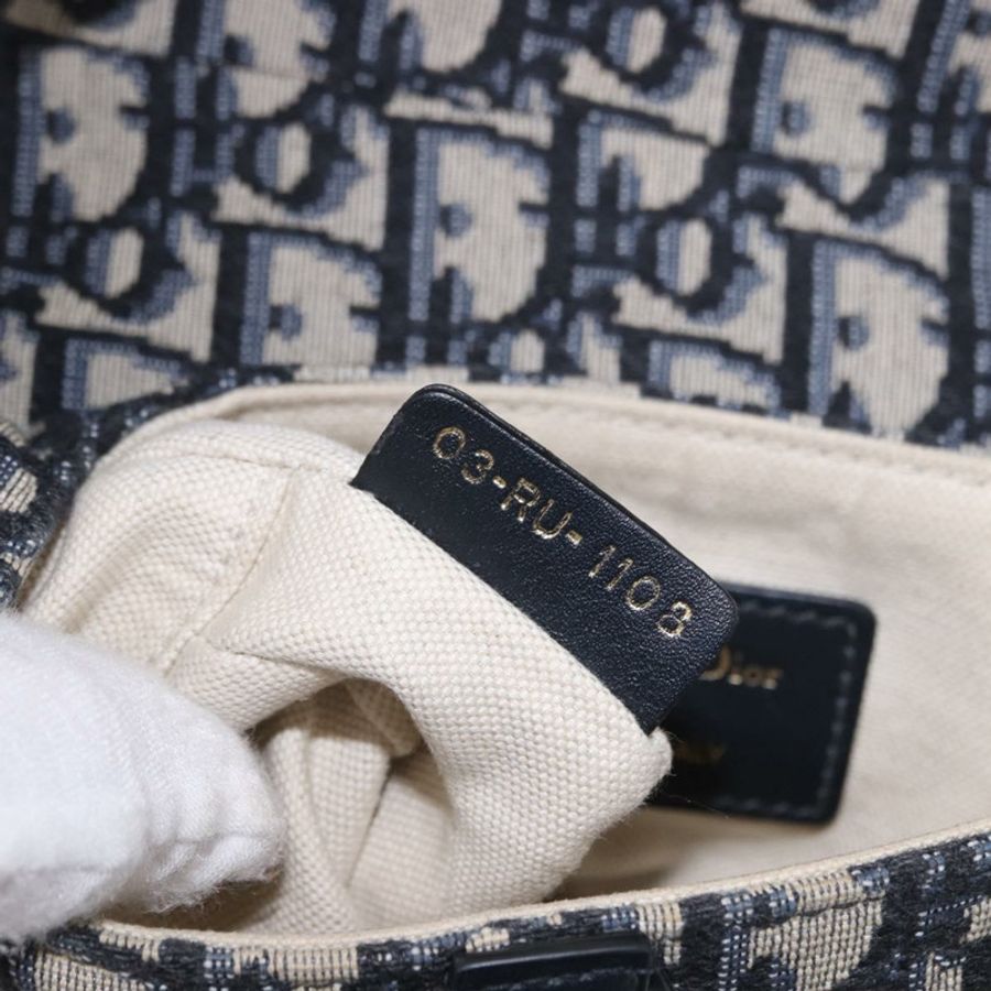 【日本直送】Christian Dior Trotter 馬鞍手提包 2way Navy Gold Tone Auth ka5351M-11
