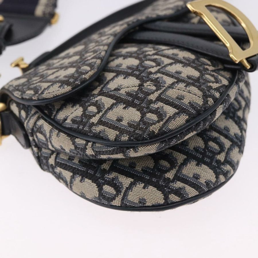 【日本直送】Christian Dior Trotter 馬鞍手提包 2way Navy Gold Tone Auth ka5351M-14