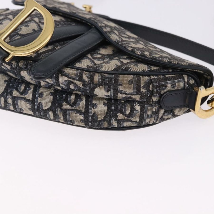 【日本直送】Christian Dior Trotter 馬鞍手提包 2way Navy Gold Tone Auth ka5351M-15
