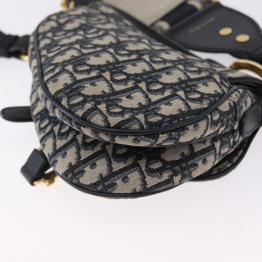 【日本直送】Christian Dior Trotter 馬鞍手提包 2way Navy Gold Tone Auth ka5351M-17