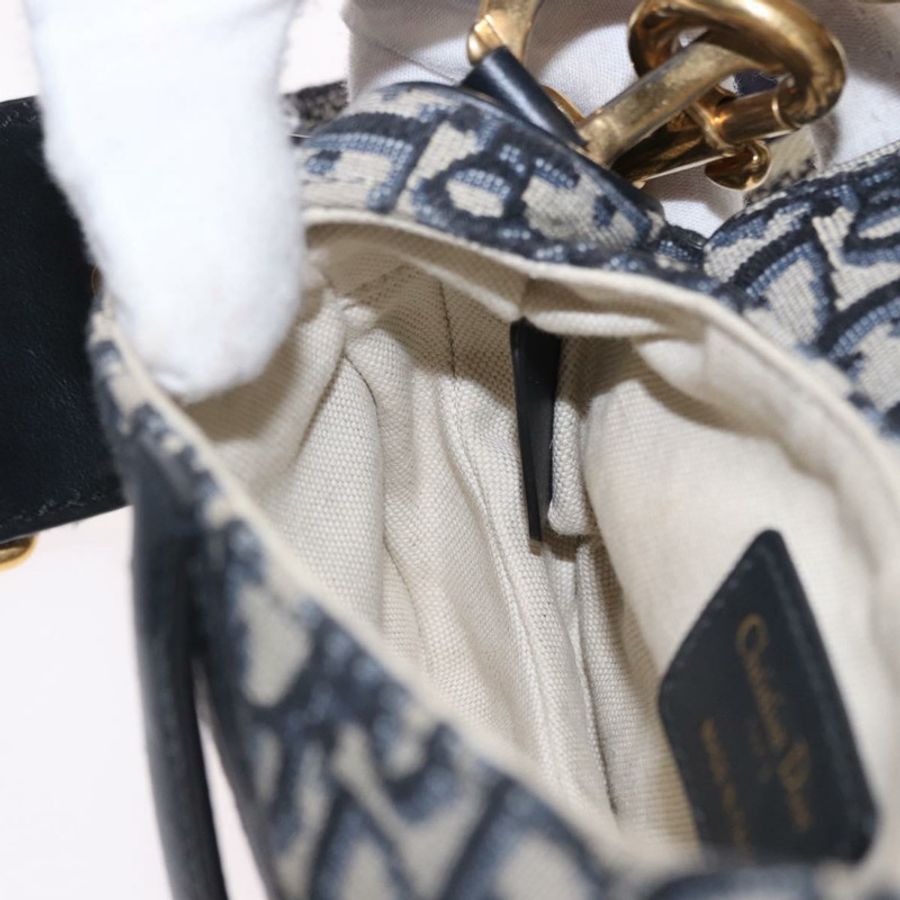 【日本直送】Christian Dior Trotter 馬鞍手提包 2way Navy Gold Tone Auth ka5351M-21