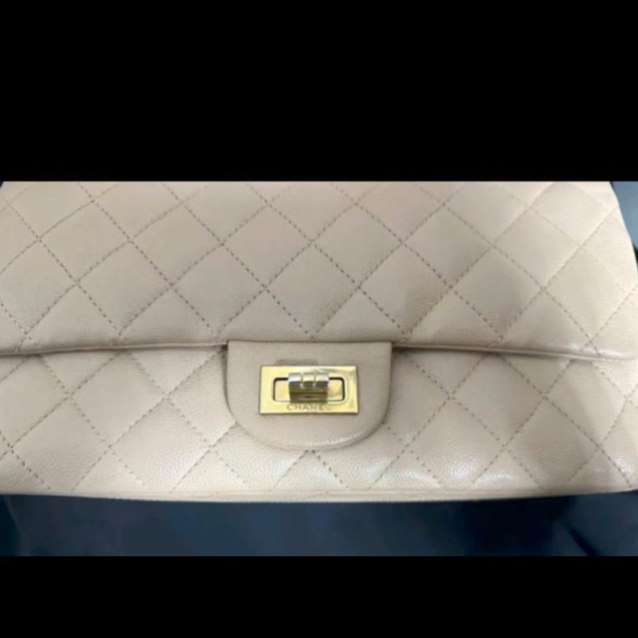 【稀有絕版】Chanel 2.55 Reissue 25cm 奶茶金魚子醬荔枝牛皮.23開限量色(附完整包裝/內膽包/支持安心購)-29