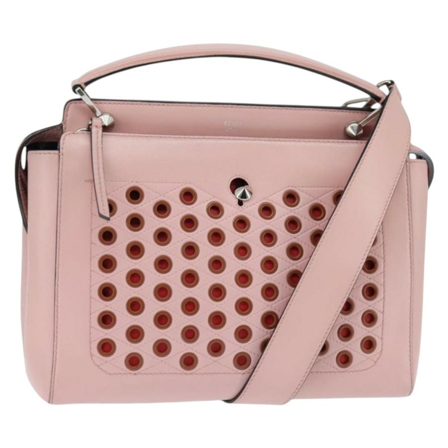 【日本直送】FENDI Dot Com 手提包 皮革 兩用 粉紅色 銀色 正品 bs30098-0