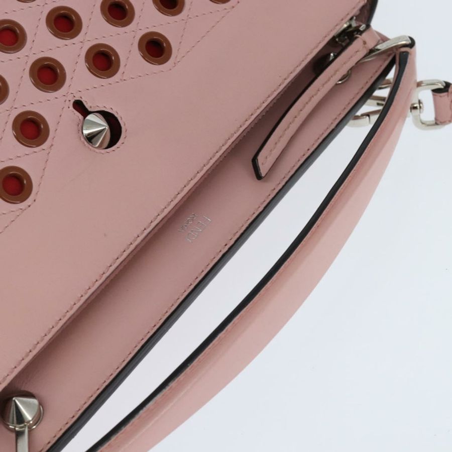 【日本直送】FENDI Dot Com 手提包 皮革 兩用 粉紅色 銀色 正品 bs30098-5