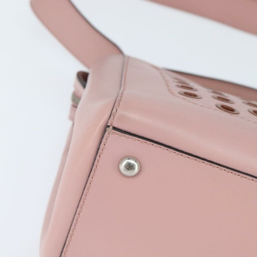 【日本直送】FENDI Dot Com 手提包 皮革 兩用 粉紅色 銀色 正品 bs30098-8