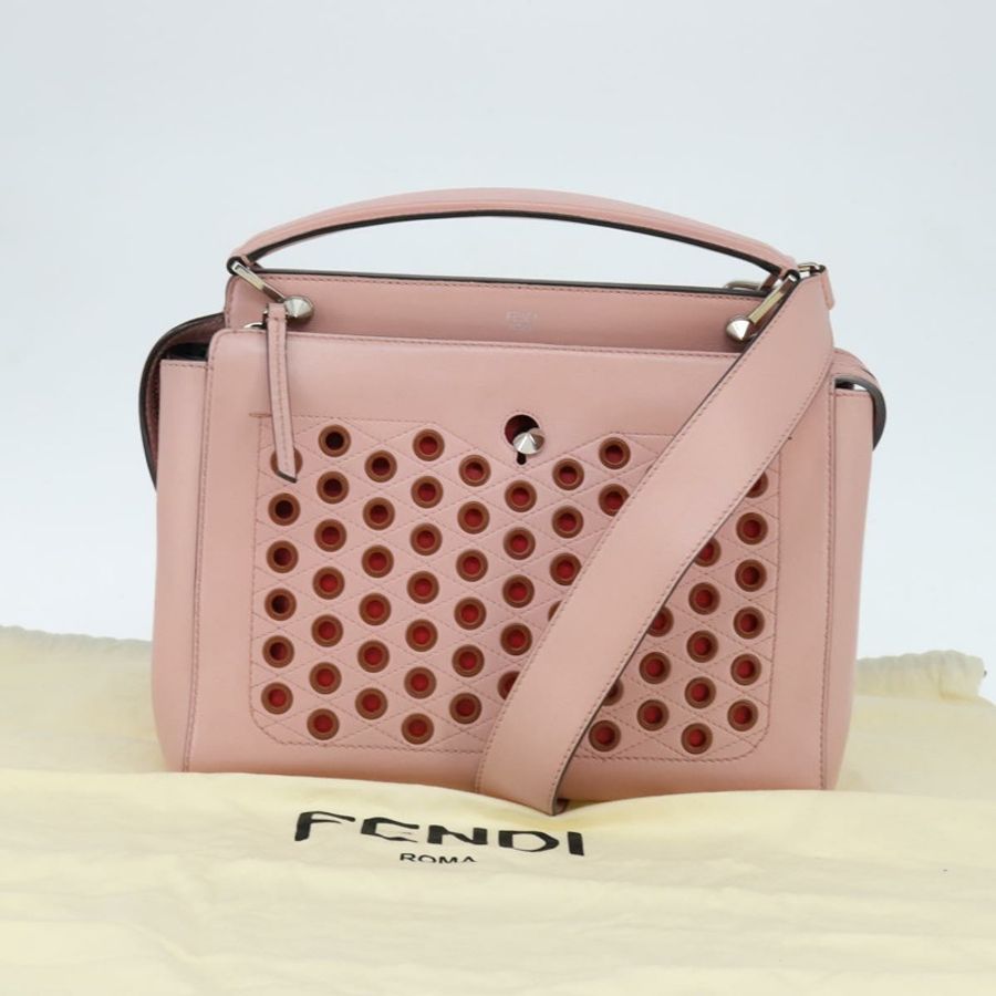 【日本直送】FENDI Dot Com 手提包 皮革 兩用 粉紅色 銀色 正品 bs30098-11