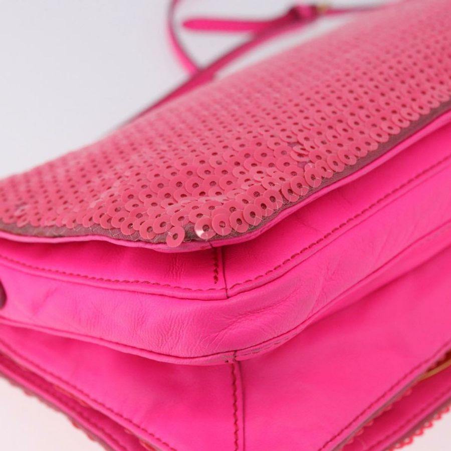 【日本直送】Miu Miu 單肩包 皮革亮片 粉紅金色 正品 am12035V-16