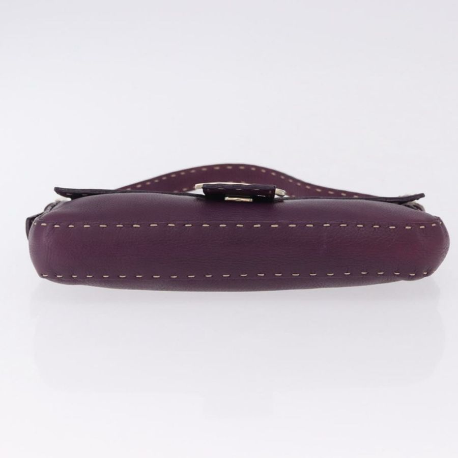 【日本直送】FENDI Selleria Mamma Baguette 單肩包 皮革 紫色 銀色 正品 am12005SAM-4