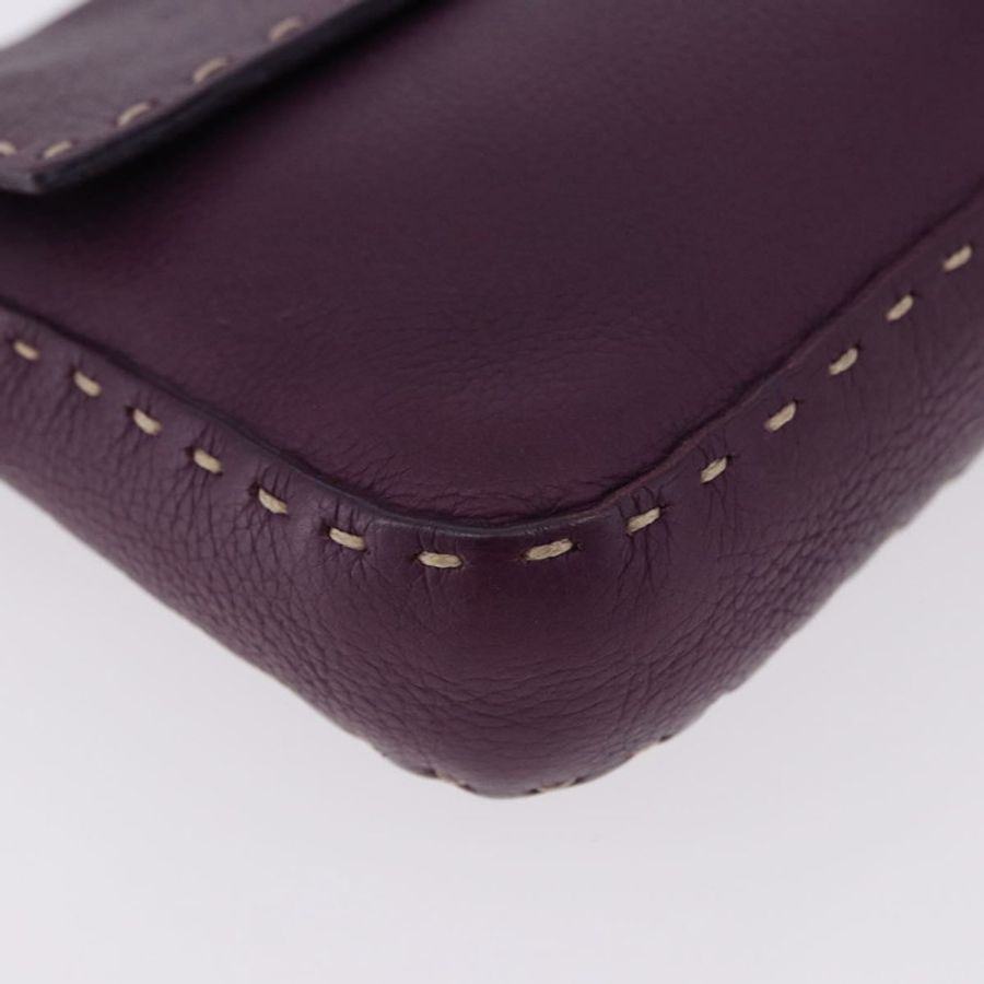 【日本直送】FENDI Selleria Mamma Baguette 單肩包 皮革 紫色 銀色 正品 am12005SAM-7