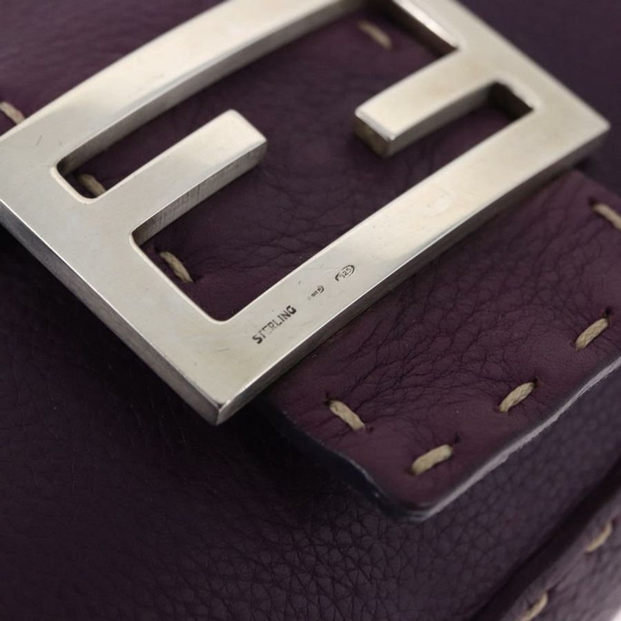 【日本直送】FENDI Selleria Mamma Baguette 單肩包 皮革 紫色 銀色 正品 am12005SAM-8