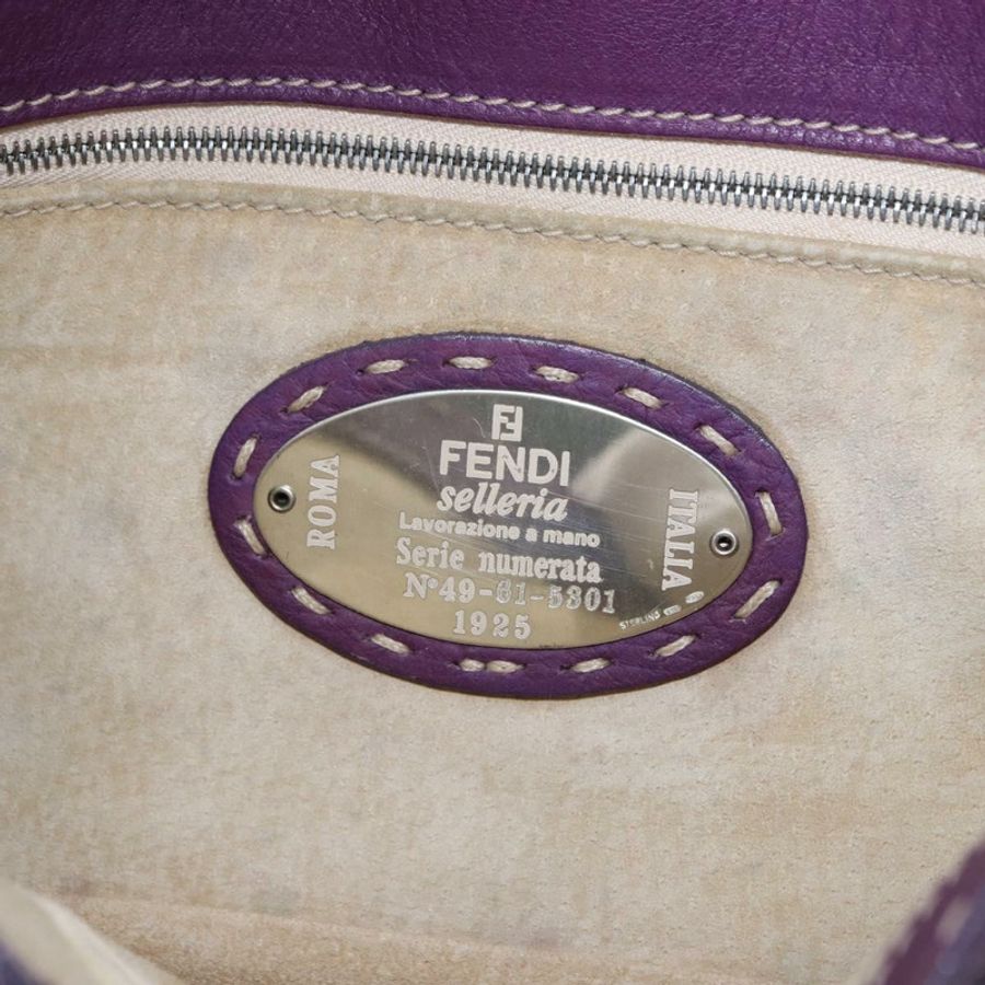 【日本直送】FENDI Selleria Mamma Baguette 單肩包 皮革 紫色 銀色 正品 am12005SAM-10