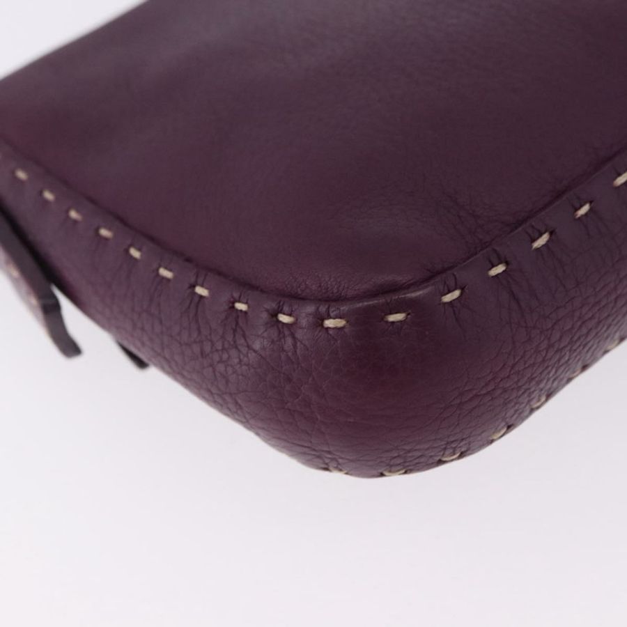 【日本直送】FENDI Selleria Mamma Baguette 單肩包 皮革 紫色 銀色 正品 am12005SAM-15