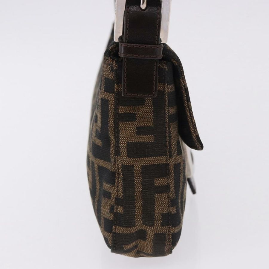 【日本直送】FENDI Zucca帆布Mamma Baguette單肩包 棕色 銀色 正品 BA14206SAV-3