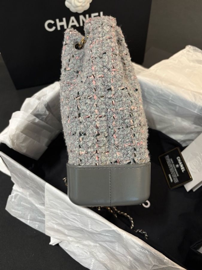 Chanel香奈兒Gabrielle流浪雙肩背包粗花呢毛呢限定面料版雙肩包單肩包斜挎包24開 尺寸：20*24*12 附件：防塵袋-3