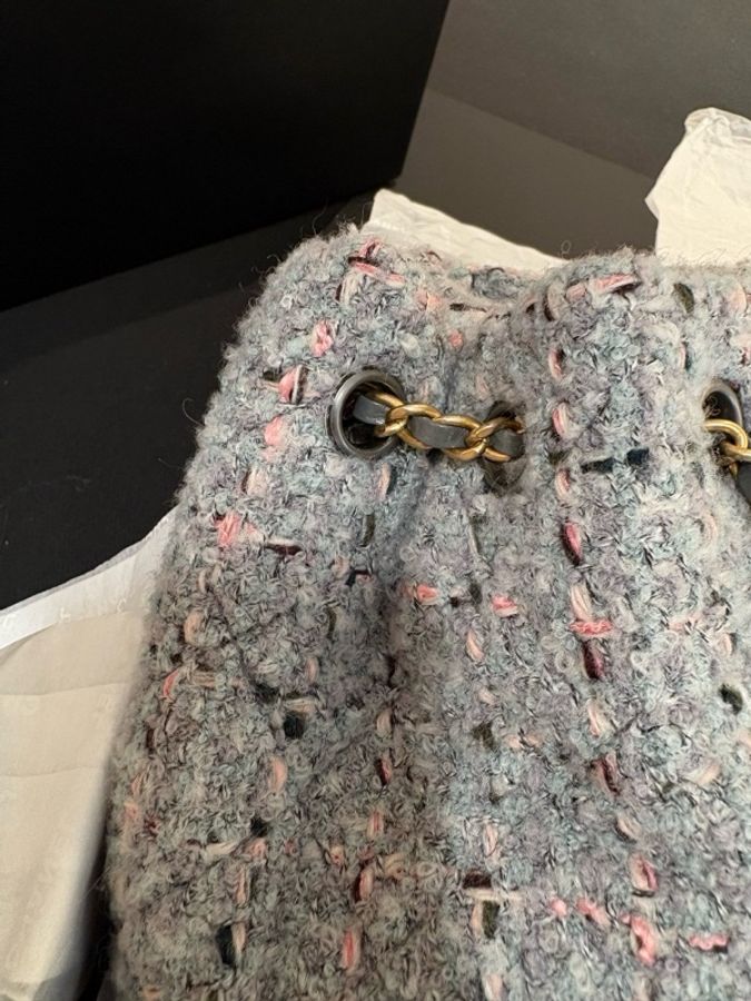 Chanel香奈兒Gabrielle流浪雙肩背包粗花呢毛呢限定面料版雙肩包單肩包斜挎包24開 尺寸：20*24*12 附件：防塵袋-16