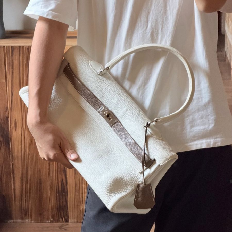 【漲價收藏系列✨非常罕見✨】愛馬仕 Hermes shoulder Kelly純白拼大象灰 框N刻-11