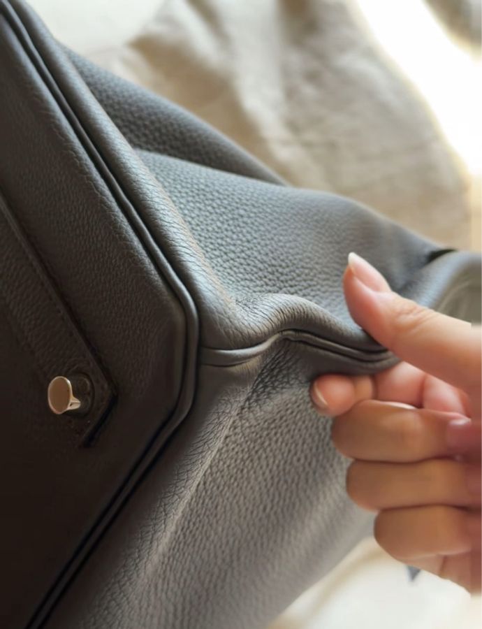 愛馬仕 Hermes birkin35 黑銀togo T刻-5