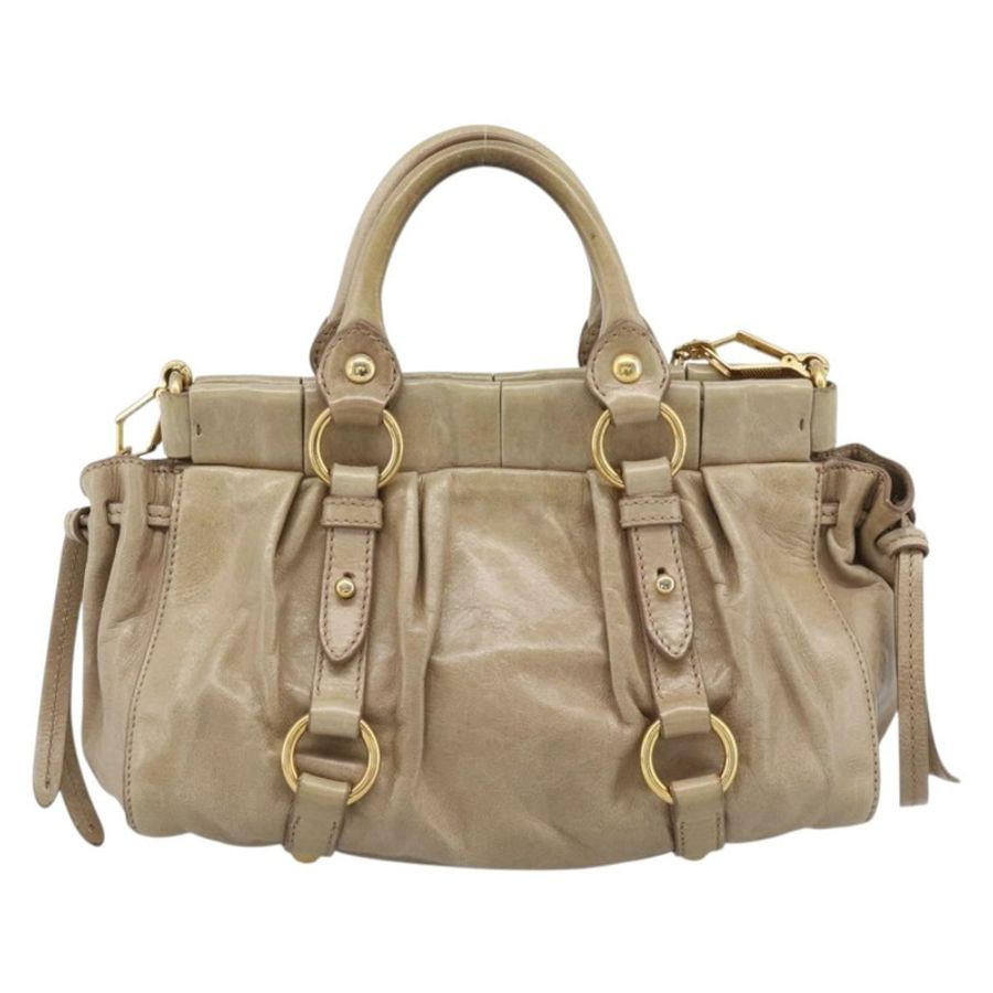 【日本直送】Miu Miu 手提包 皮革 兩用 米色 金色 正品 bs36293V-1