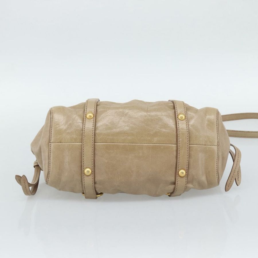 【日本直送】Miu Miu 手提包 皮革 兩用 米色 金色 正品 bs36293V-4