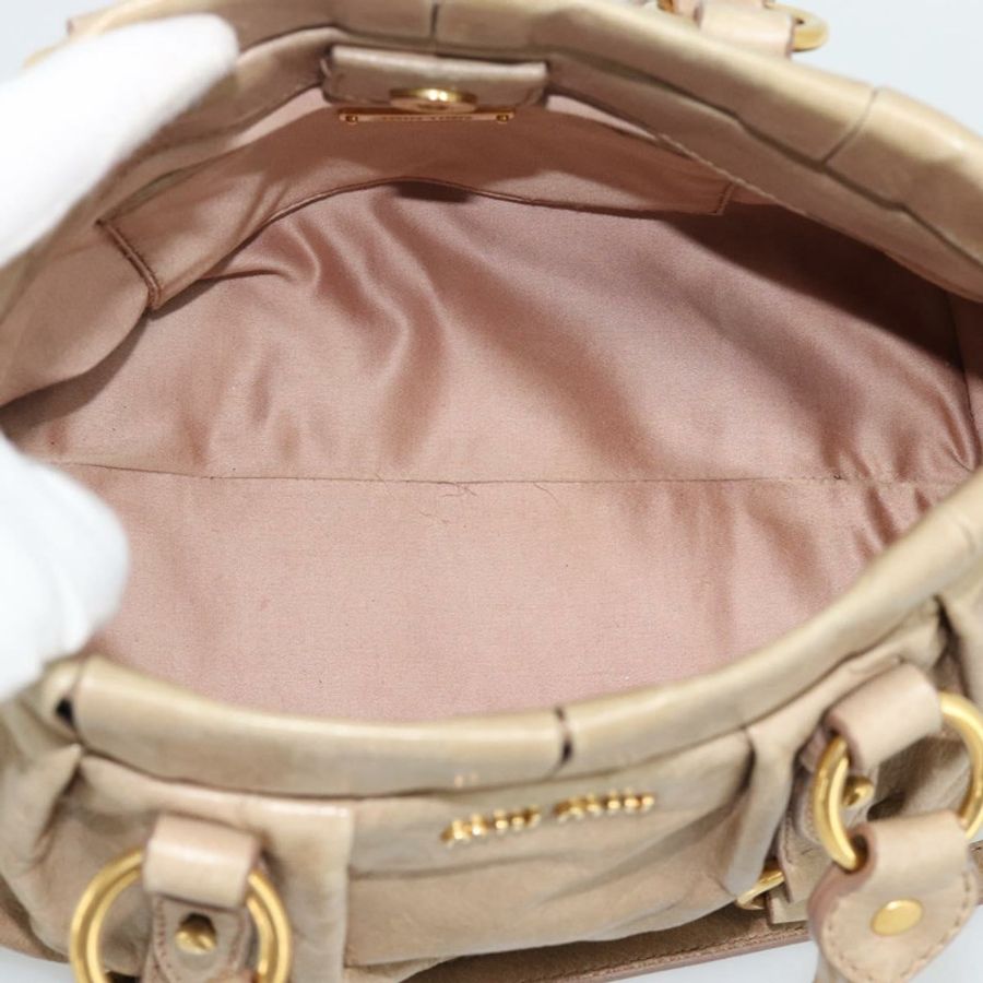 【日本直送】Miu Miu 手提包 皮革 兩用 米色 金色 正品 bs36293V-9