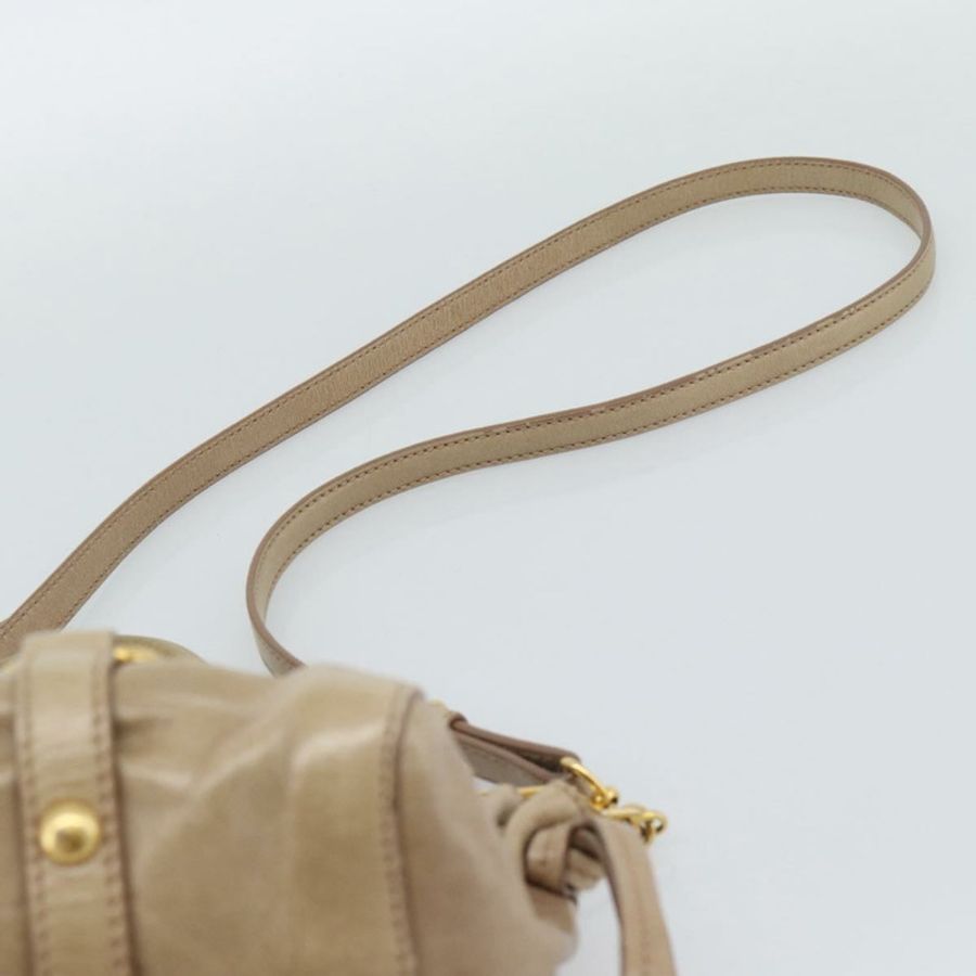 【日本直送】Miu Miu 手提包 皮革 兩用 米色 金色 正品 bs36293V-13
