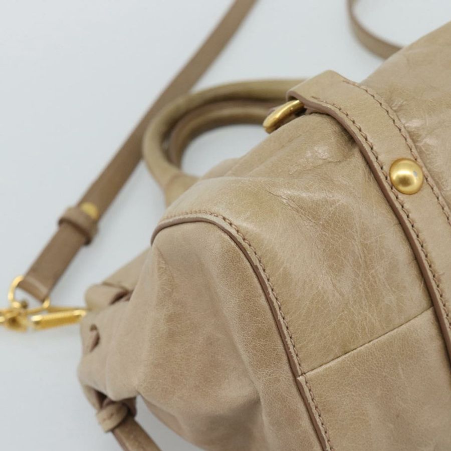 【日本直送】Miu Miu 手提包 皮革 兩用 米色 金色 正品 bs36293V-15
