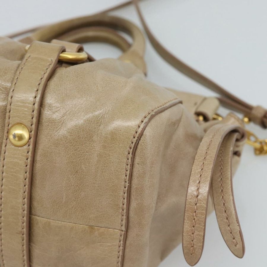 【日本直送】Miu Miu 手提包 皮革 兩用 米色 金色 正品 bs36293V-16