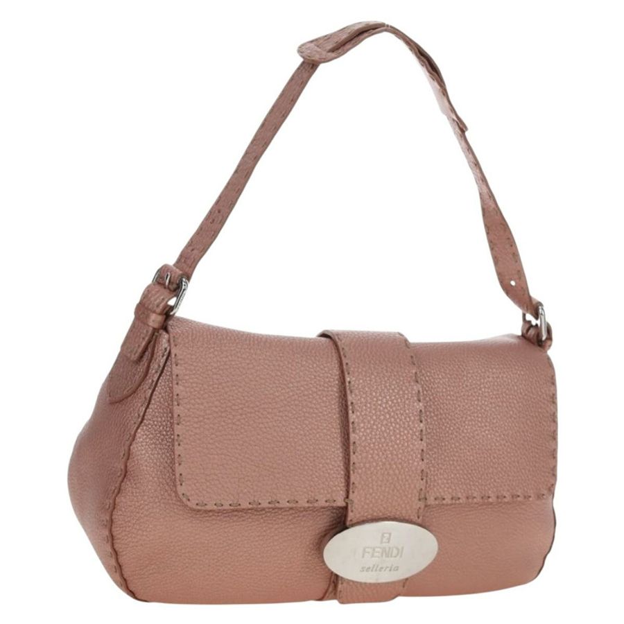 【日本直送】FENDI Celeria Baguette 單肩包 皮革 粉紅色 銀色 正品 ki6700V-0
