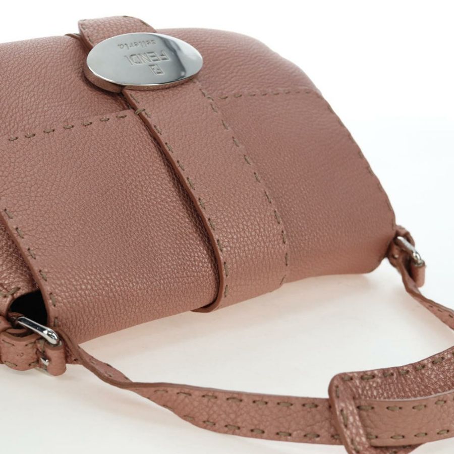 【日本直送】FENDI Celeria Baguette 單肩包 皮革 粉紅色 銀色 正品 ki6700V-5
